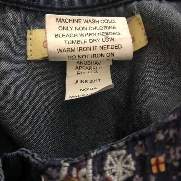 Sweet Magnolia Blue Denim Dress 3T With White And Burgundy Tassels - Picture 6 of 7